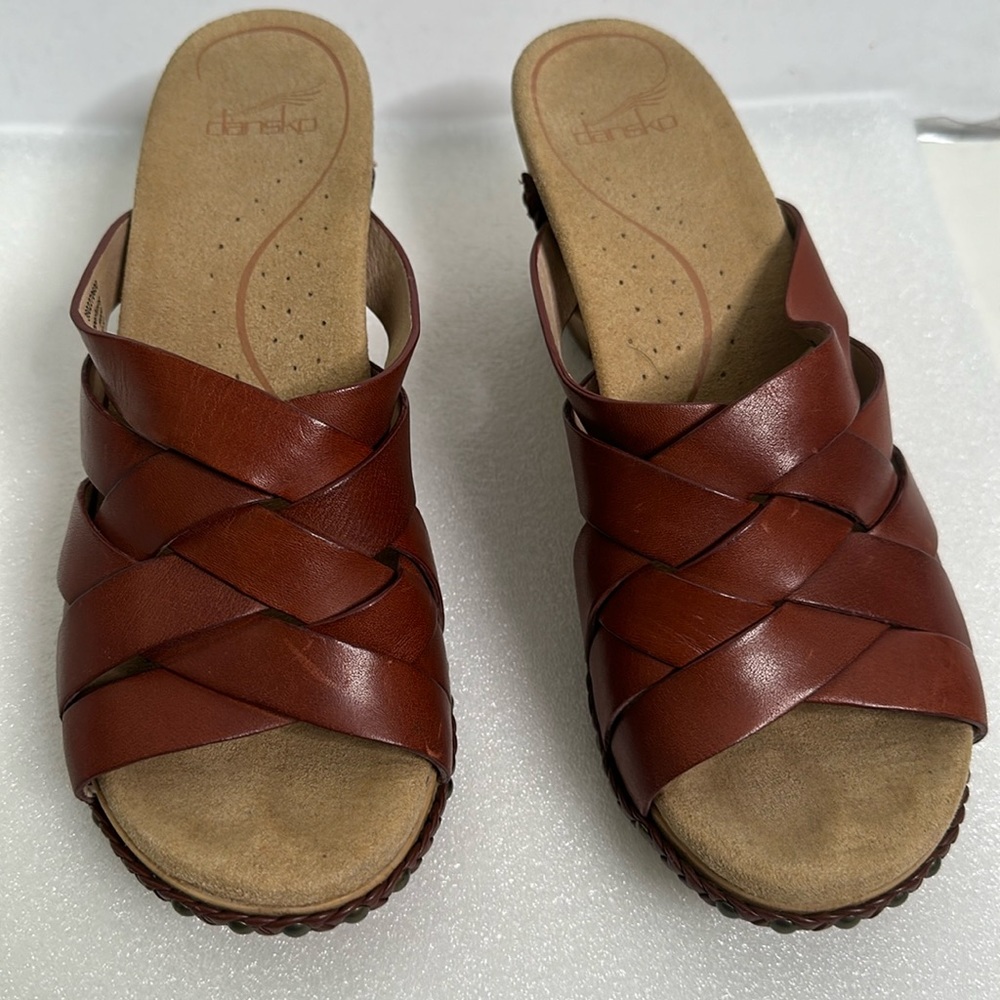 Dansko brown leather wooden sandals size 30